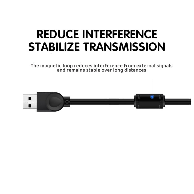 USB Extension Cable 2.0 A Male to Female Long Data Cord Black