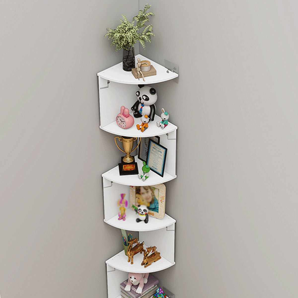 Corner Wall Mounted Storage Rack Multi Tier PVC Shelf