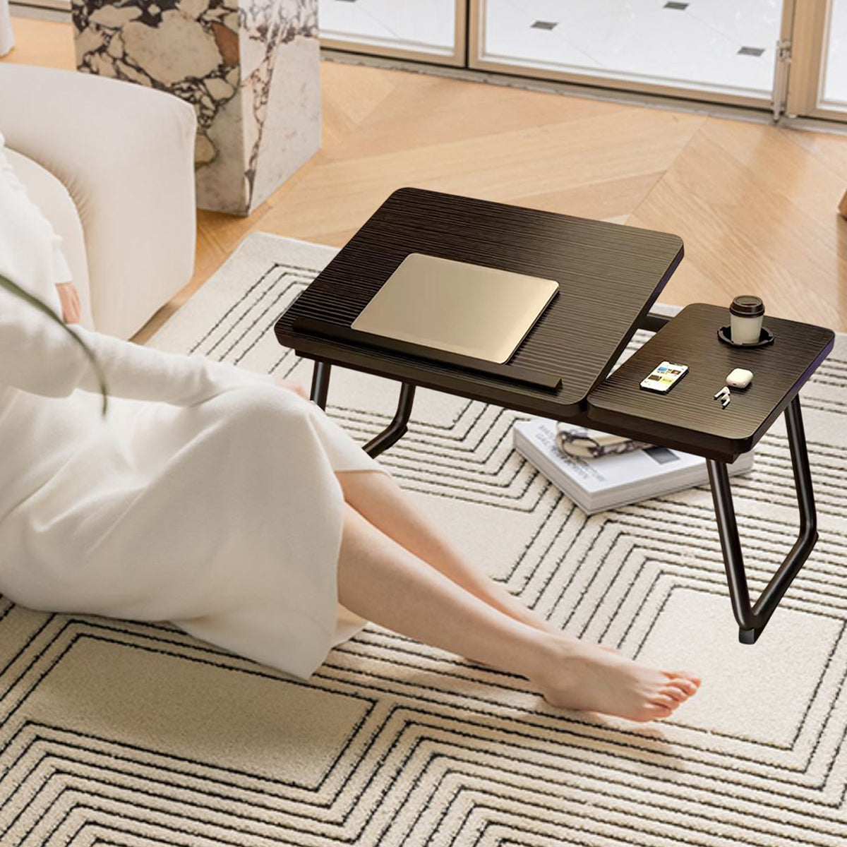 Bedside Table with Folding Tilting Desktop for Home Study