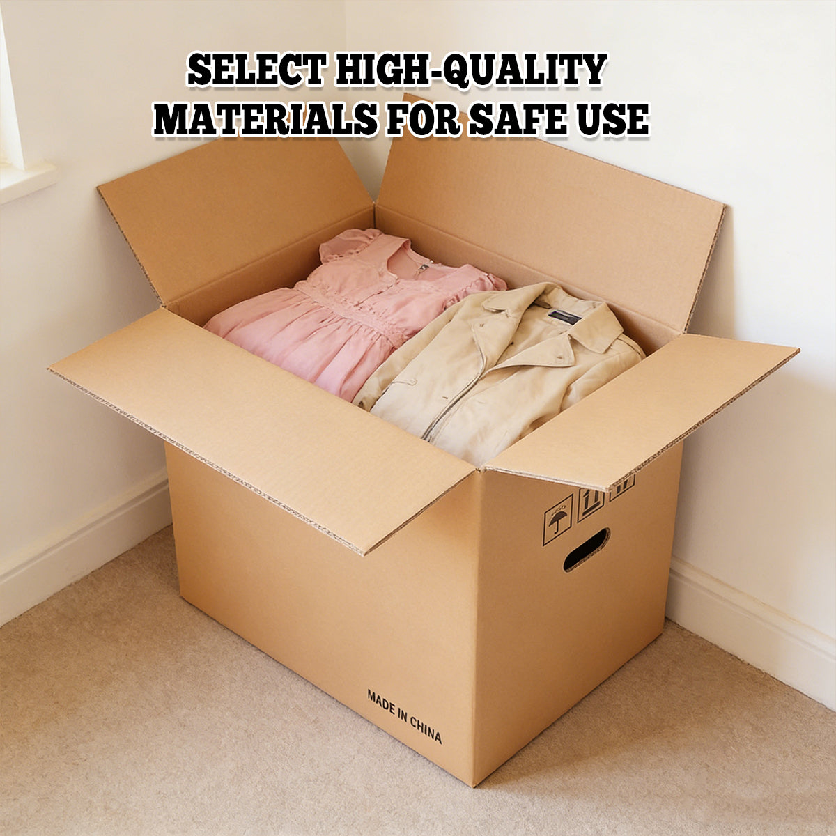 10pcs Hard Cardboard Moving Boxes with Handles