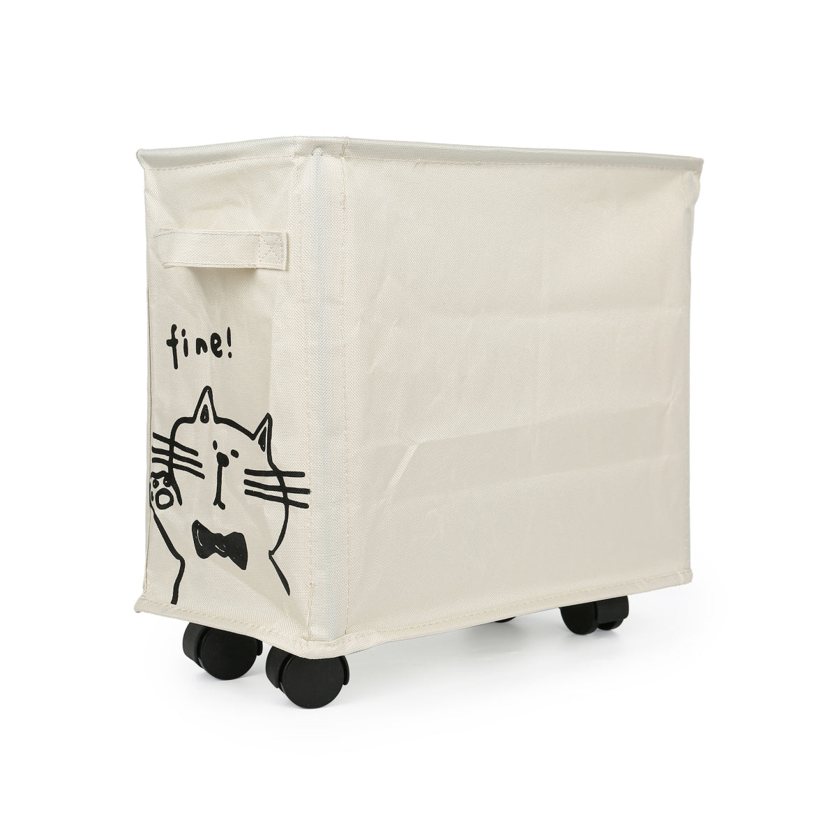 Under Desk Storage Basket Trolley with Lockable Wheels Beige