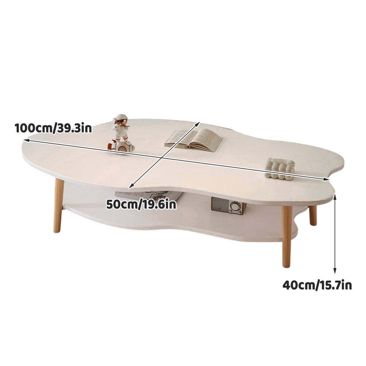 Double-Tiered Coffee Table with Organic Shape