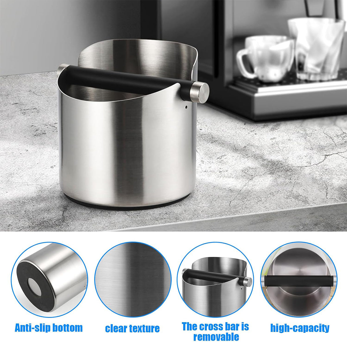 Stainless Steel Coffee Knock Box for Espresso