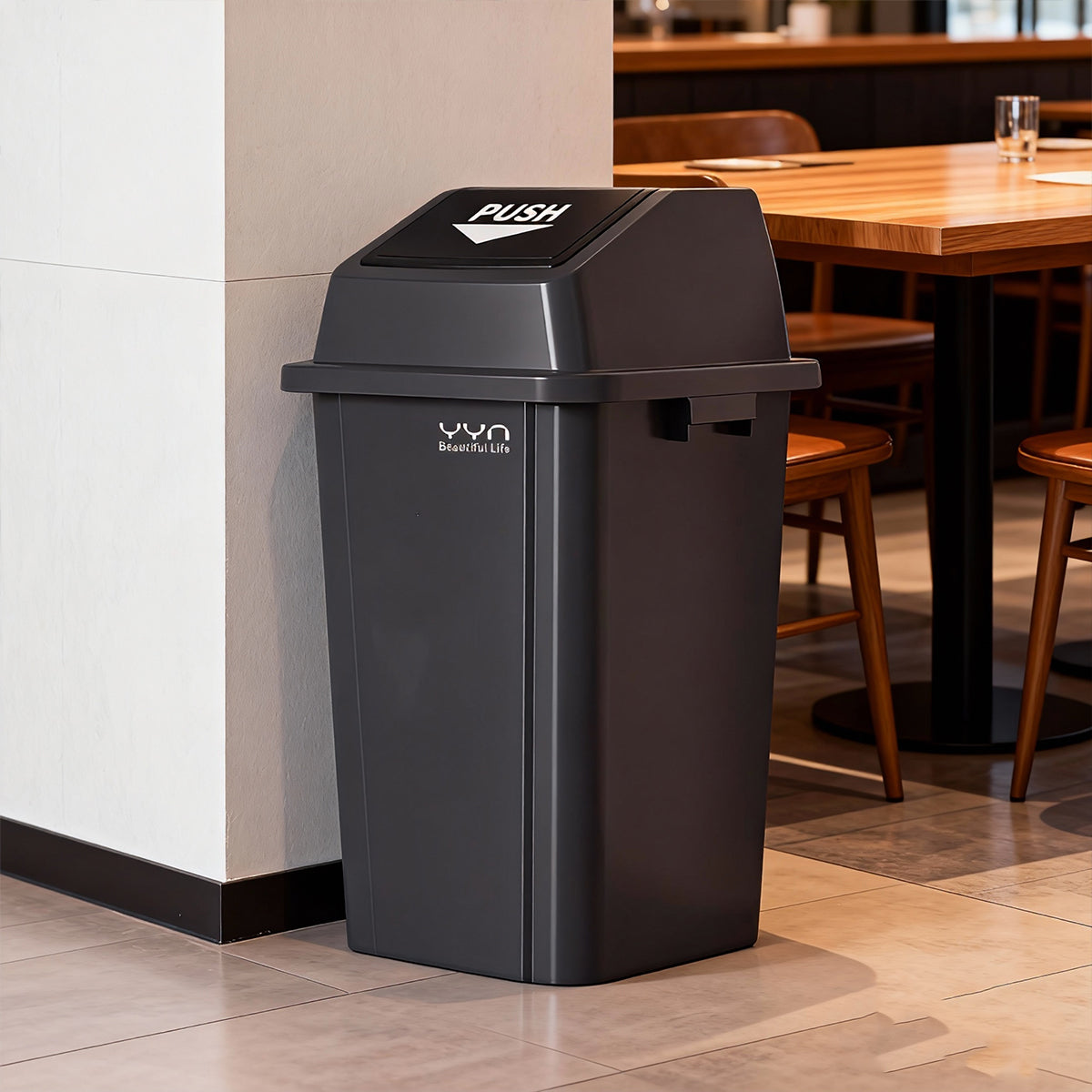 100L Square Trash Can with Handle and Lid Option