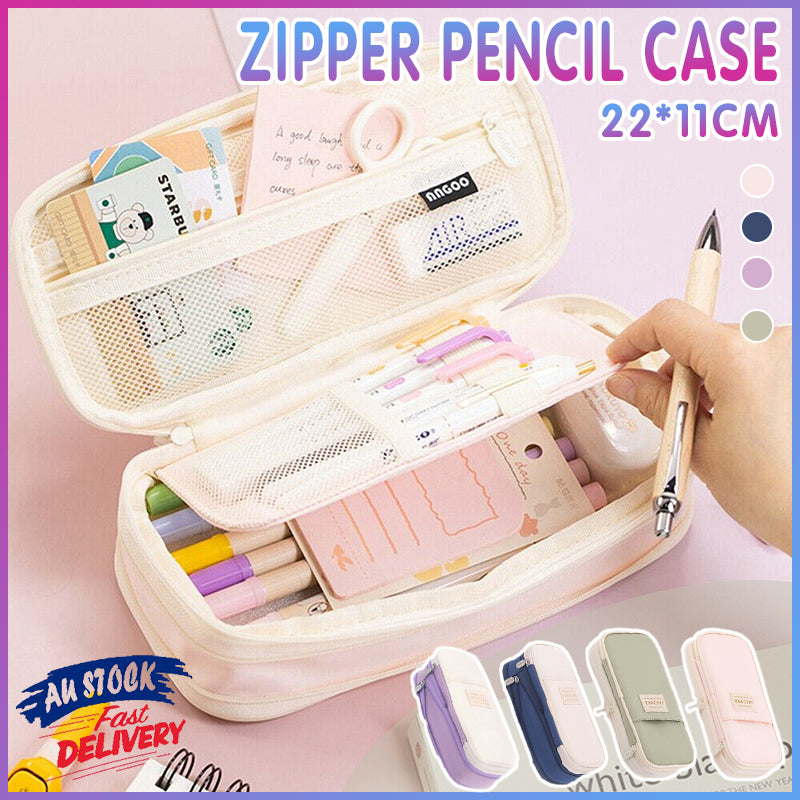 Zipper Pencil Case Expandable Storage Multi Pocket