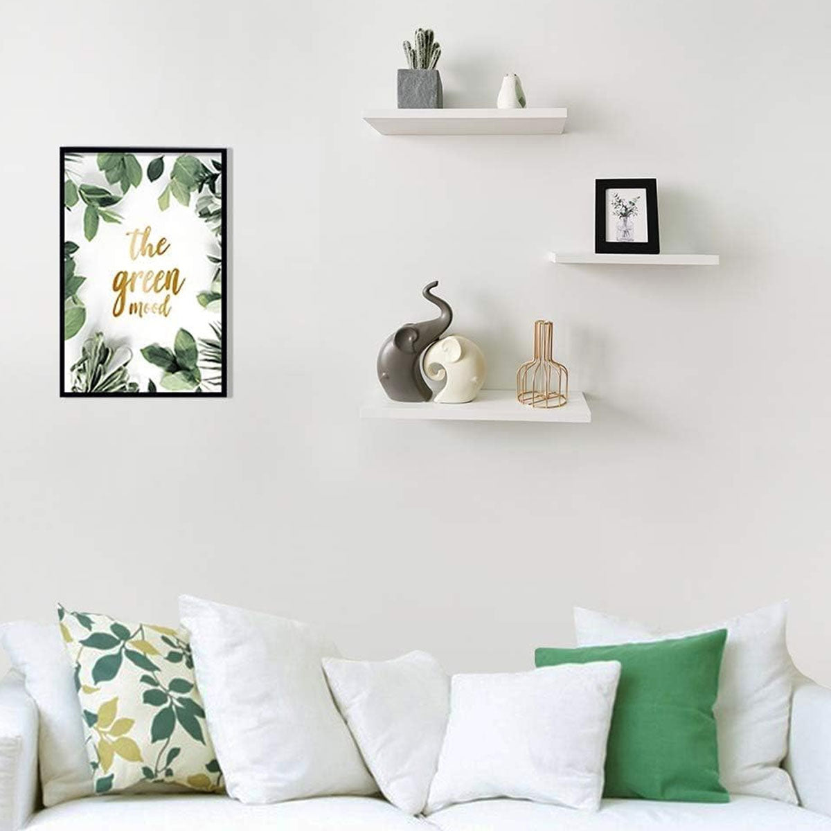 4 Pcs Wooden Floating Wall Shelves White Decorative Set