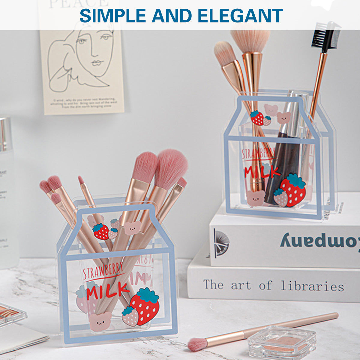 Acrylic Cartoon Pen Holder Cute Desk Organizer for Stationery