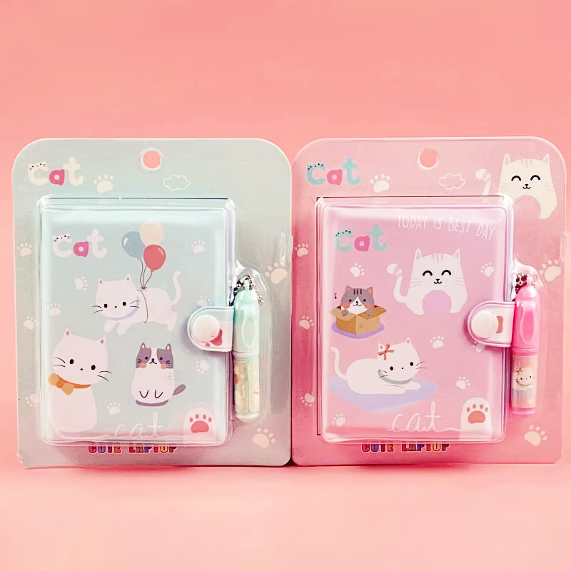 Mini Thin Notebook with Pen Cute Pattern Kid Stationery