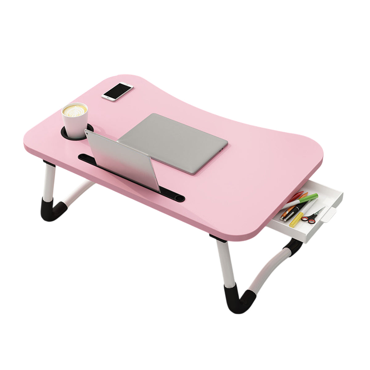 Foldable Overbed Laptop Table with Drawer