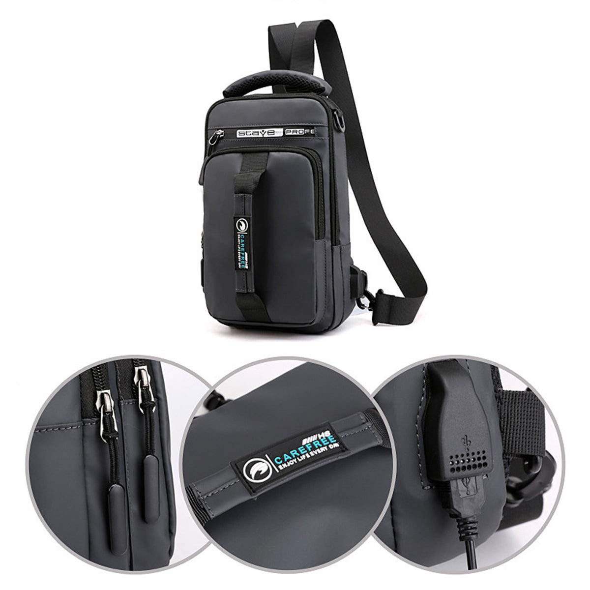 Multi-Function Shoulder Bag with USB Charging Port