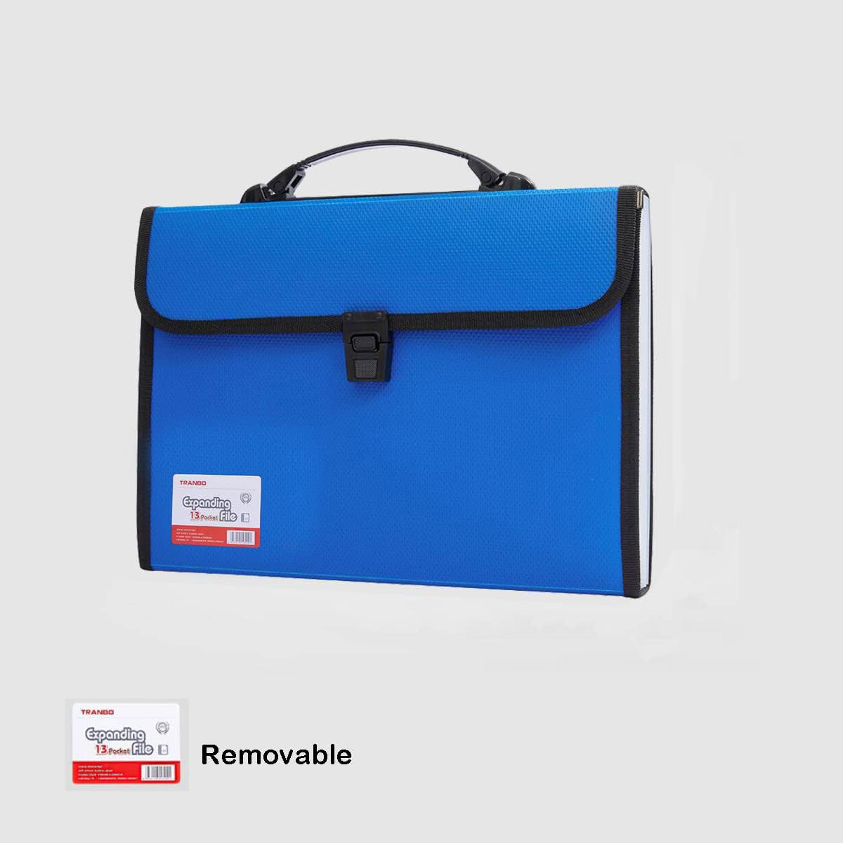 A4 Expanding File Folder 13 Pockets with Handle Blue PP