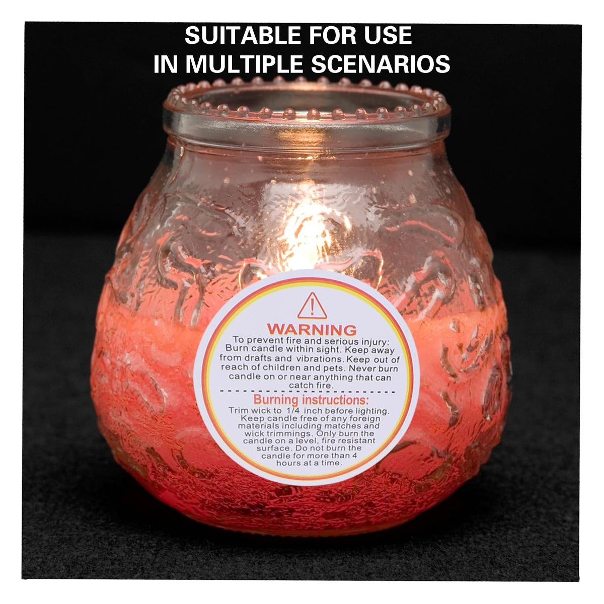 5 Rolls Candle Warning Stickers Fire Safety Decals