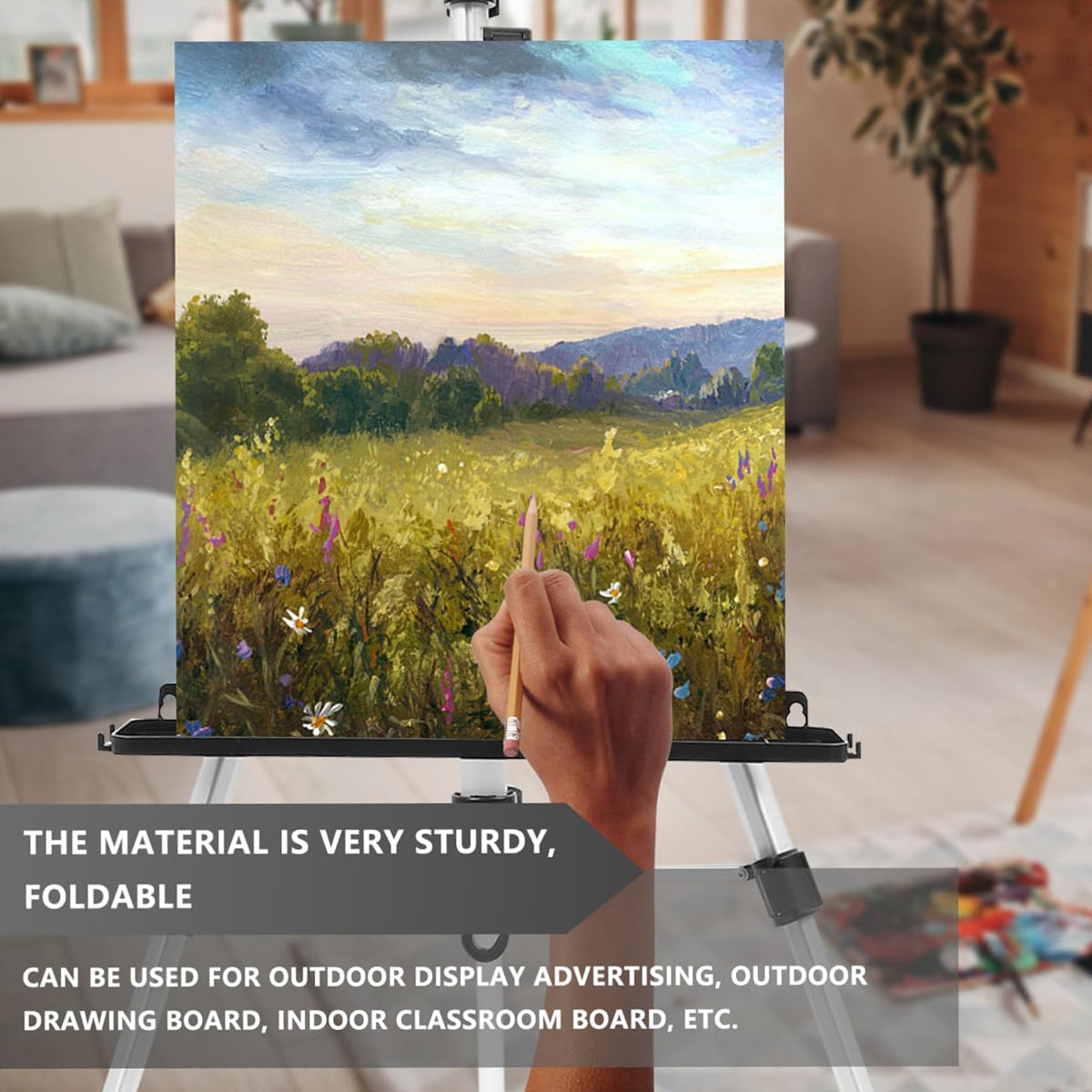 Aluminum Alloy POP Stand Telescopic Tripod Display Easel