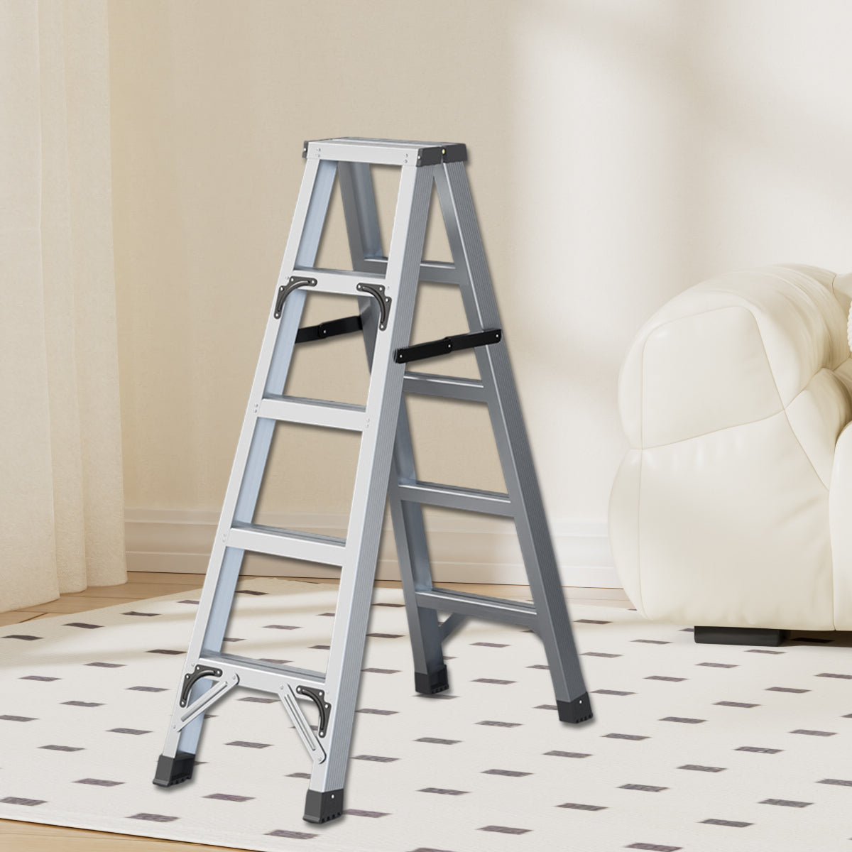 4 Step Folding Ladder Aluminum Alloy for Home and Garage Use