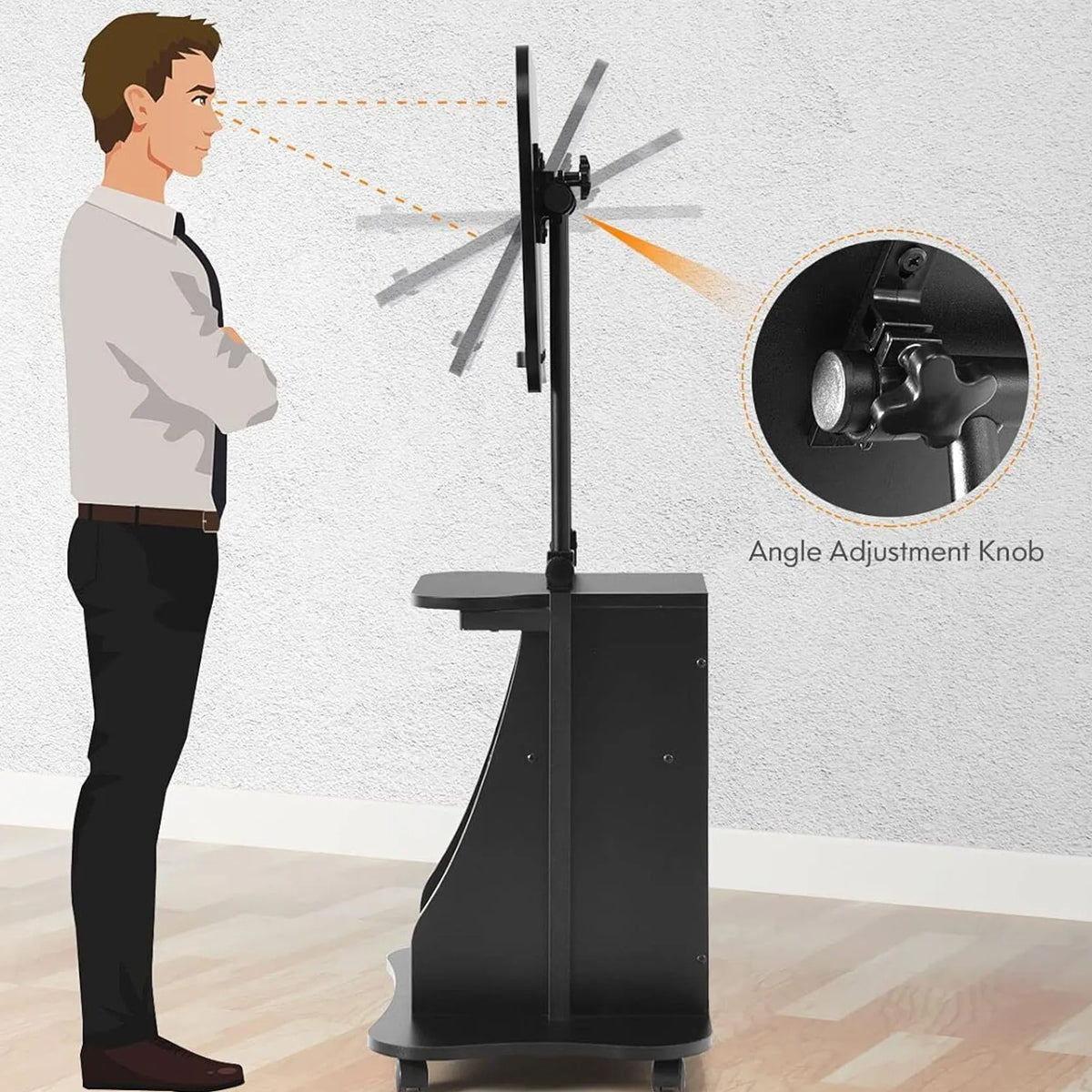 Mobile Adjustable Sofa Side Table with Tilting Desktop and Storage Layers