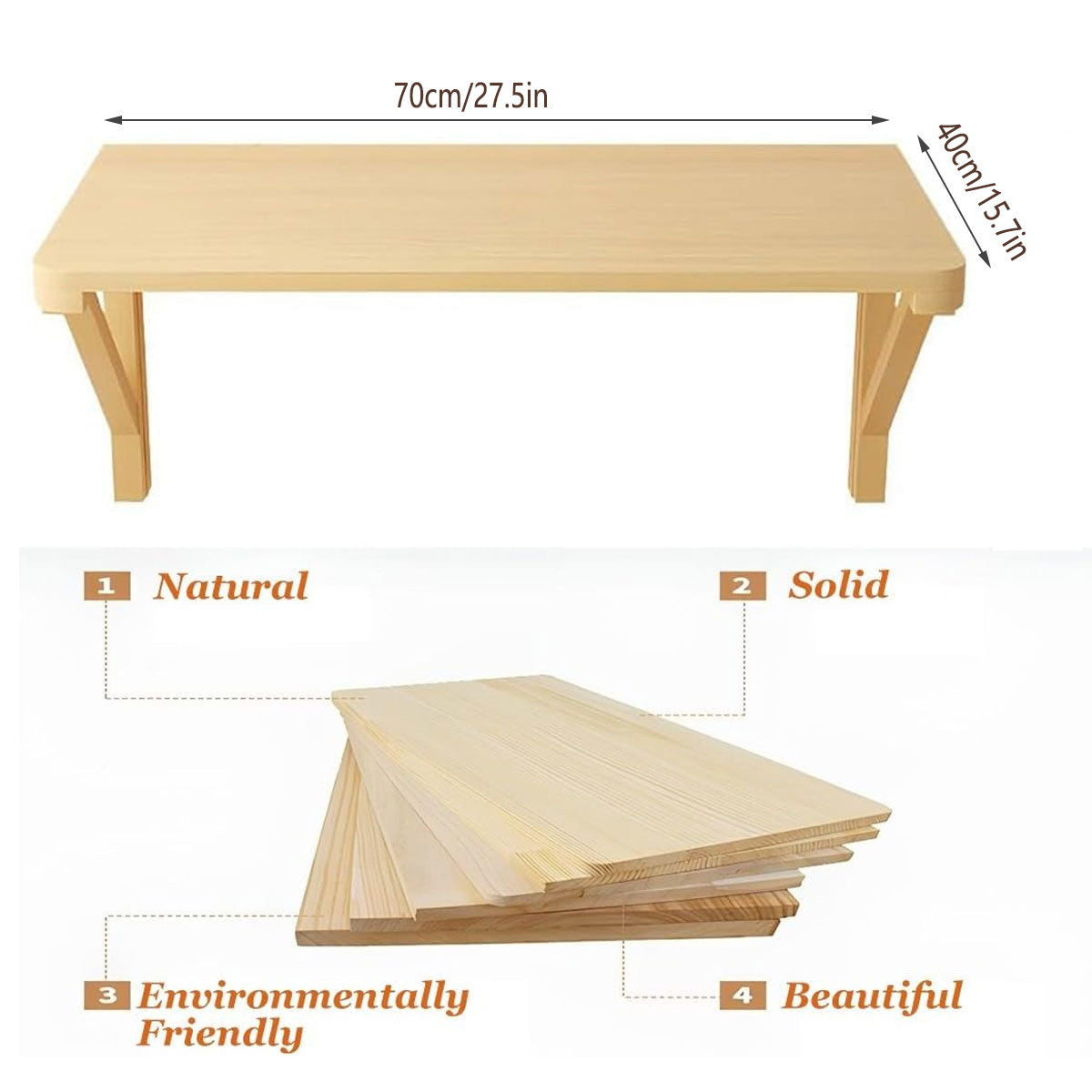 Wall-Mounted Foldable Wood Table with Space-Saving Design