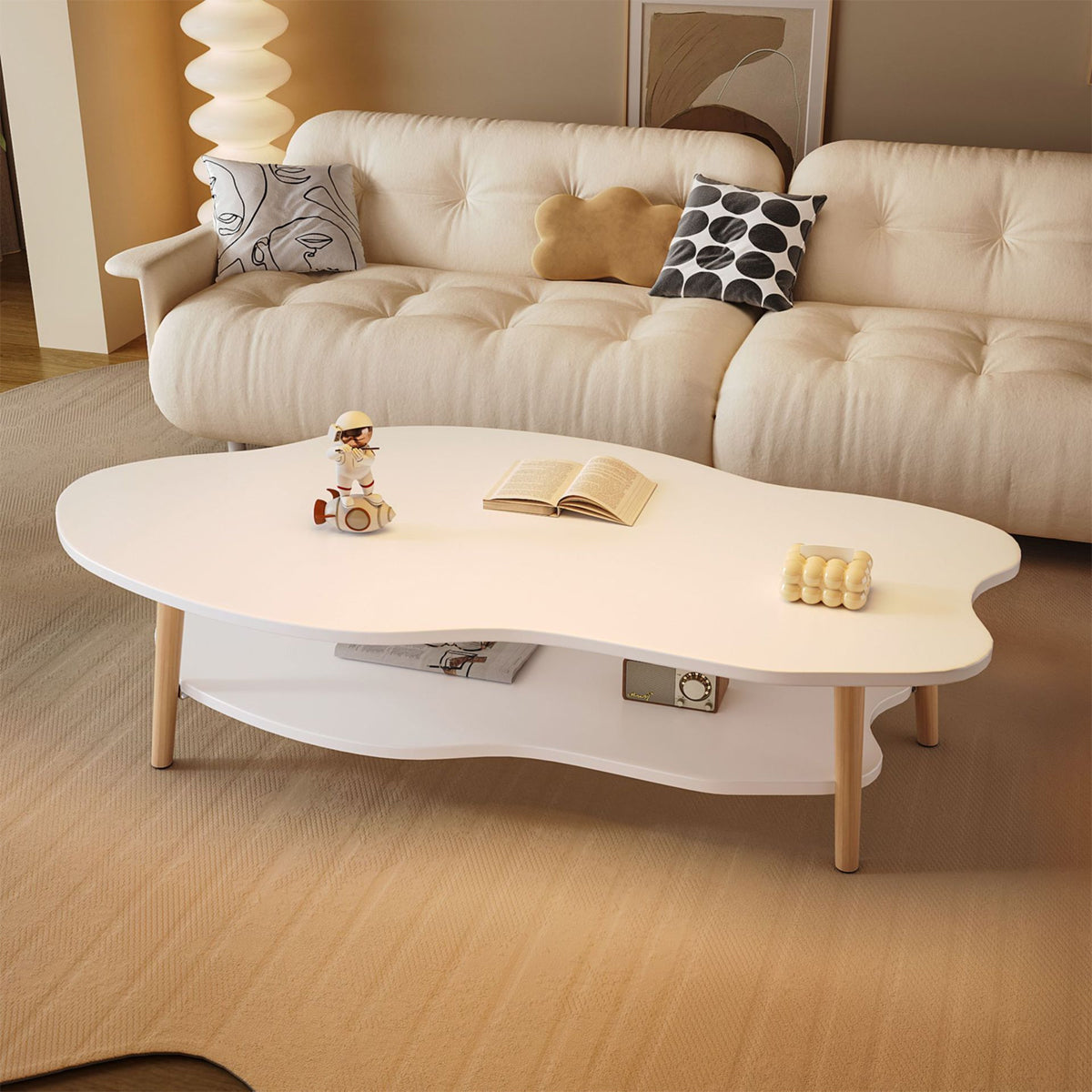 Double-Tiered Coffee Table with Organic Shape