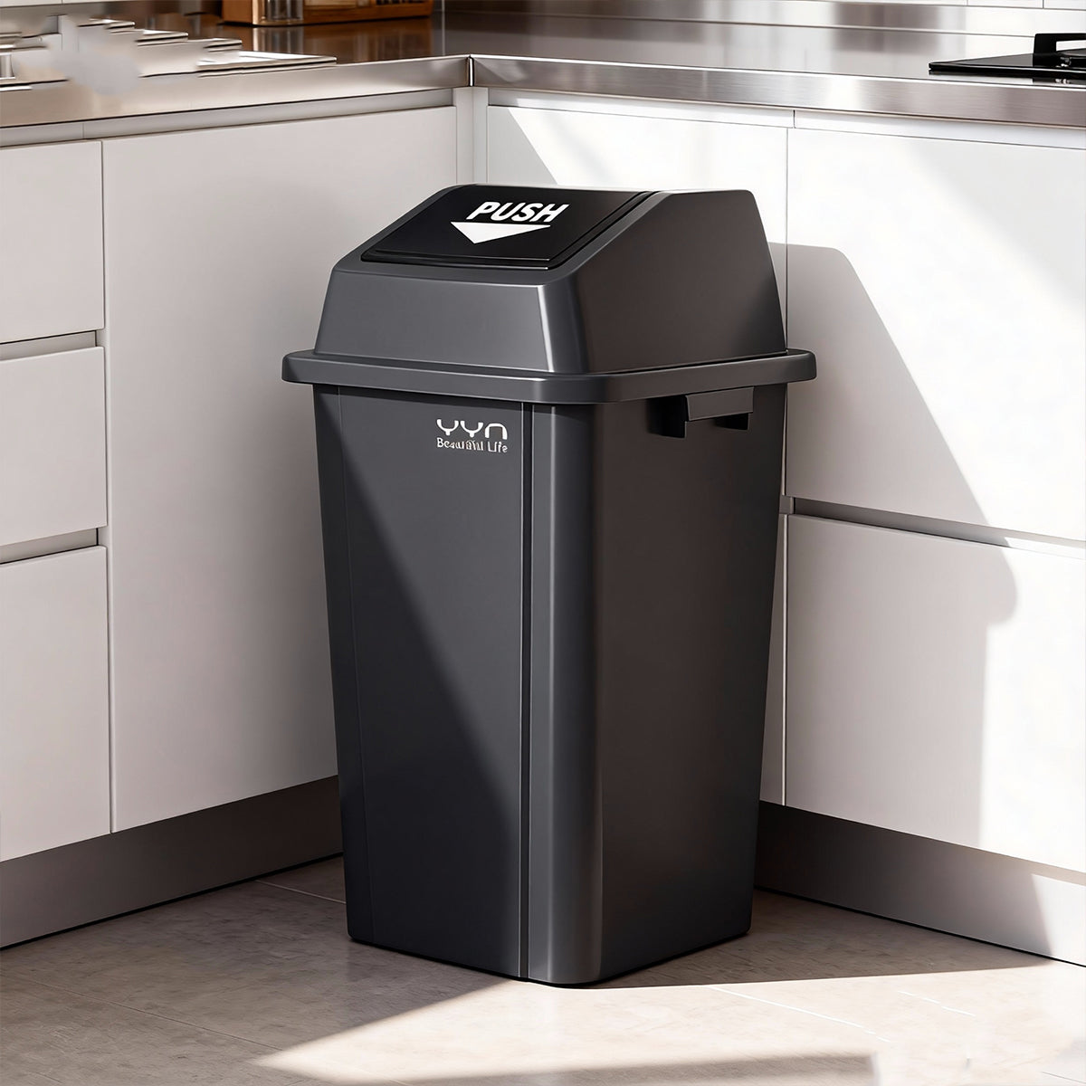 100L Square Trash Can with Handle and Lid Option