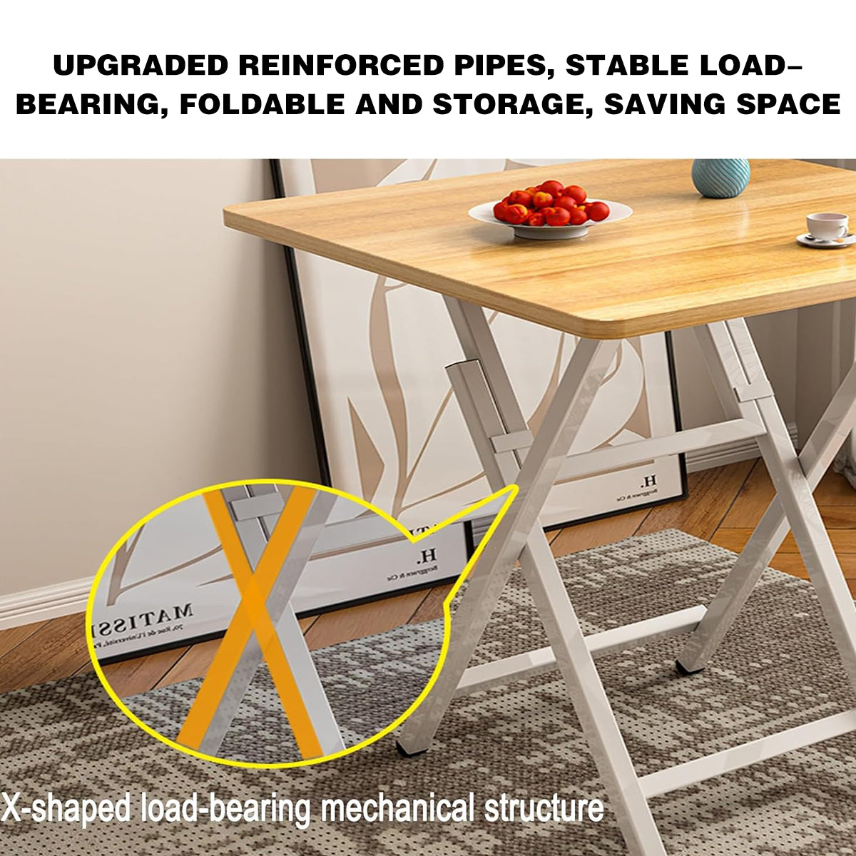 60cm Wooden Folding Square Table for Home and Workspace