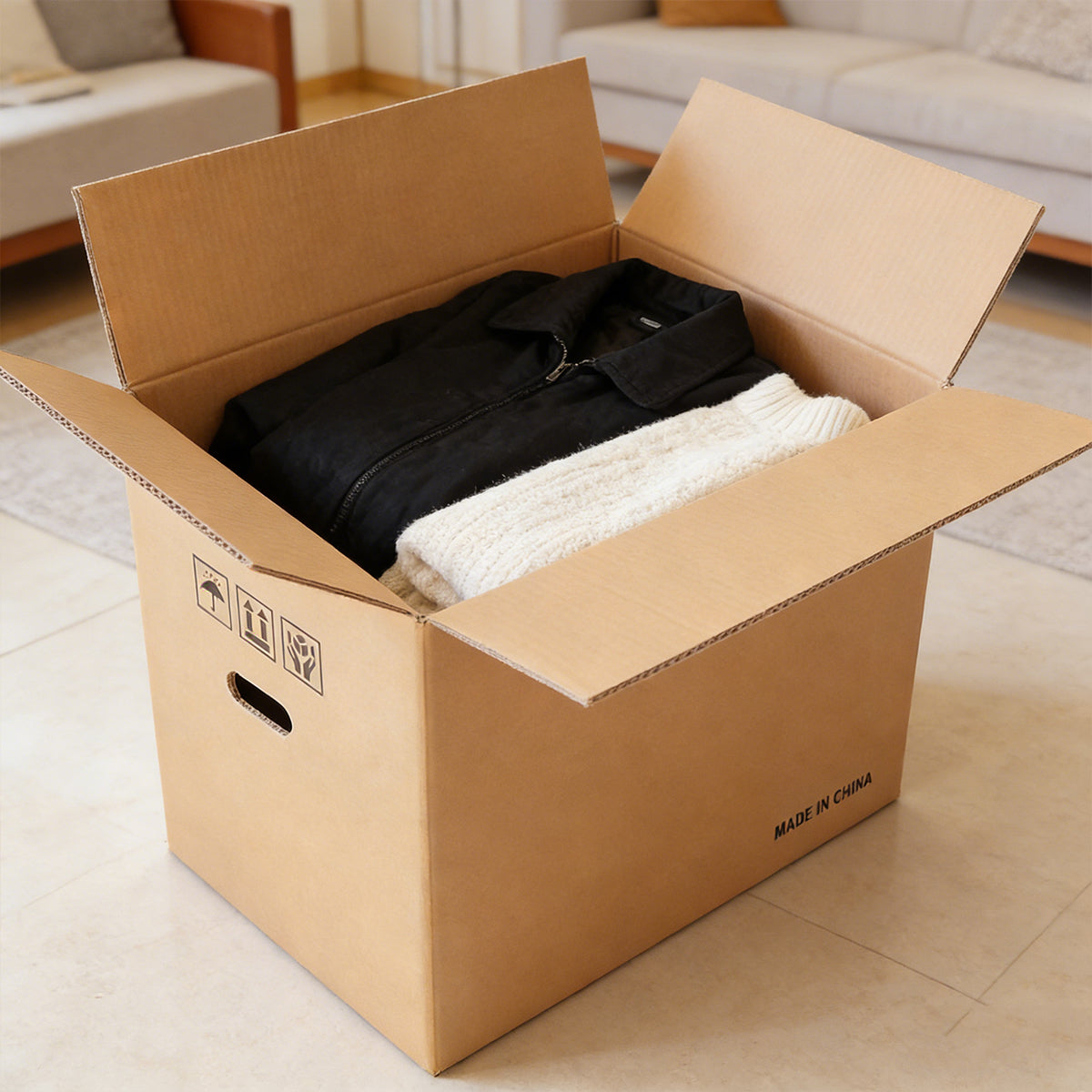10pcs Hard Cardboard Moving Boxes with Handles