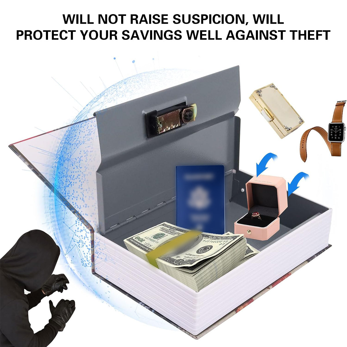 Hidden Book Safe Anti-theft Lock Box for Home