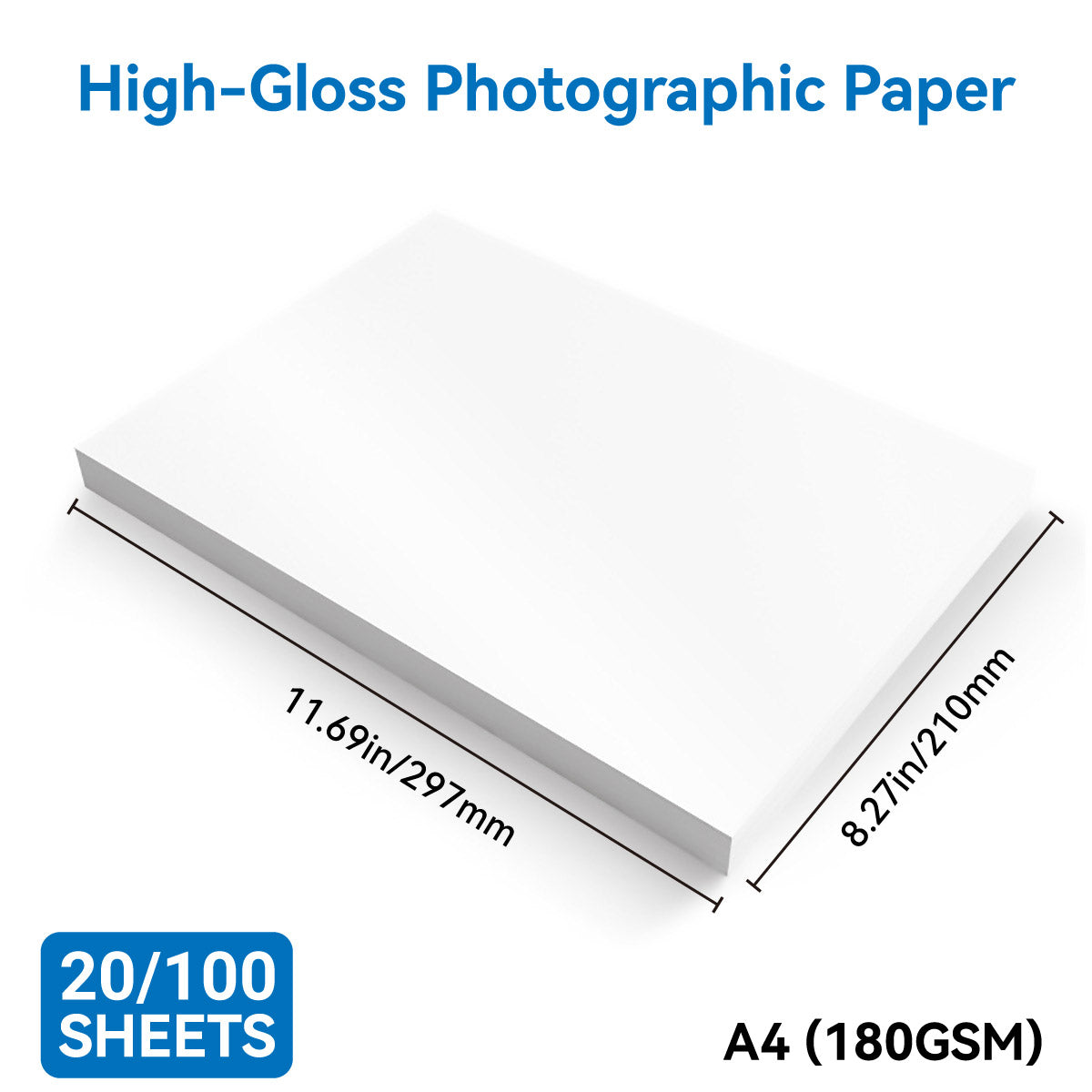 20-100 Sheets A4 High-Gloss Photo Paper Inkjet
