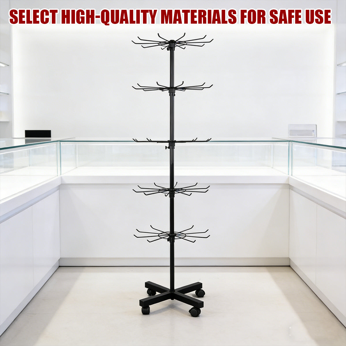 Rotating Jewellery Display Stand with Wheels