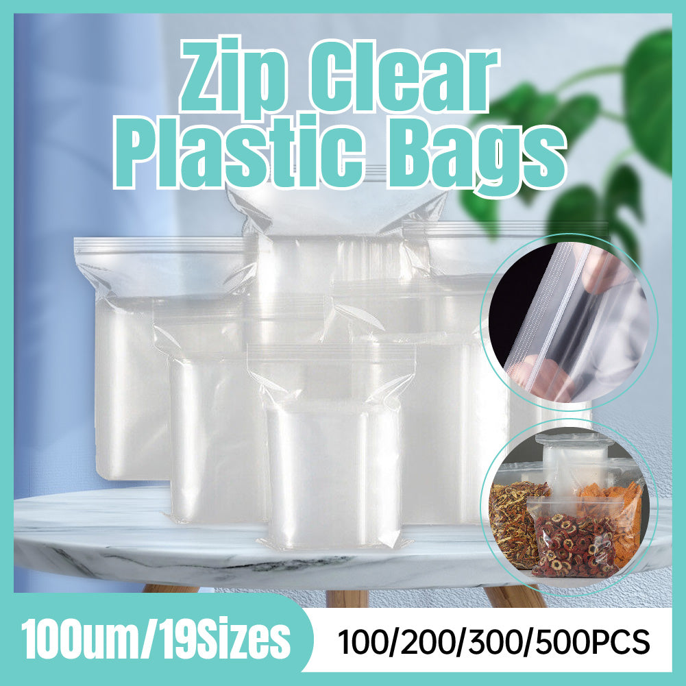 100μm Bulk Clear PE Zip Bags Resealable Storage Pack