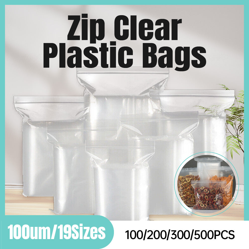 100μm Bulk Clear PE Zip Bags Resealable Storage Pack