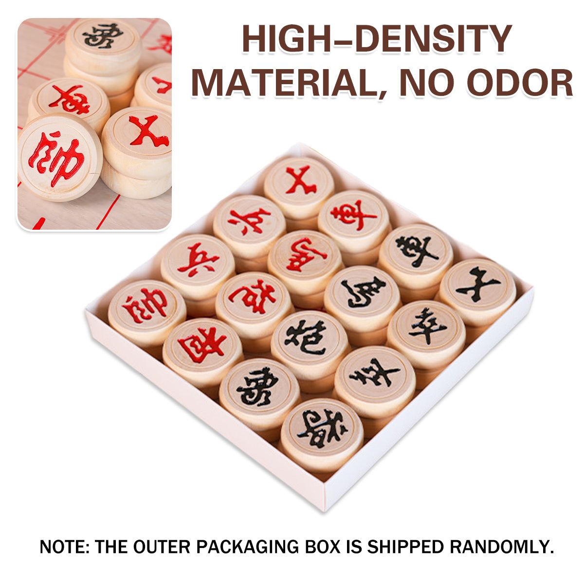 Birch Wood Chinese Chess Set with Board 32 Pieces