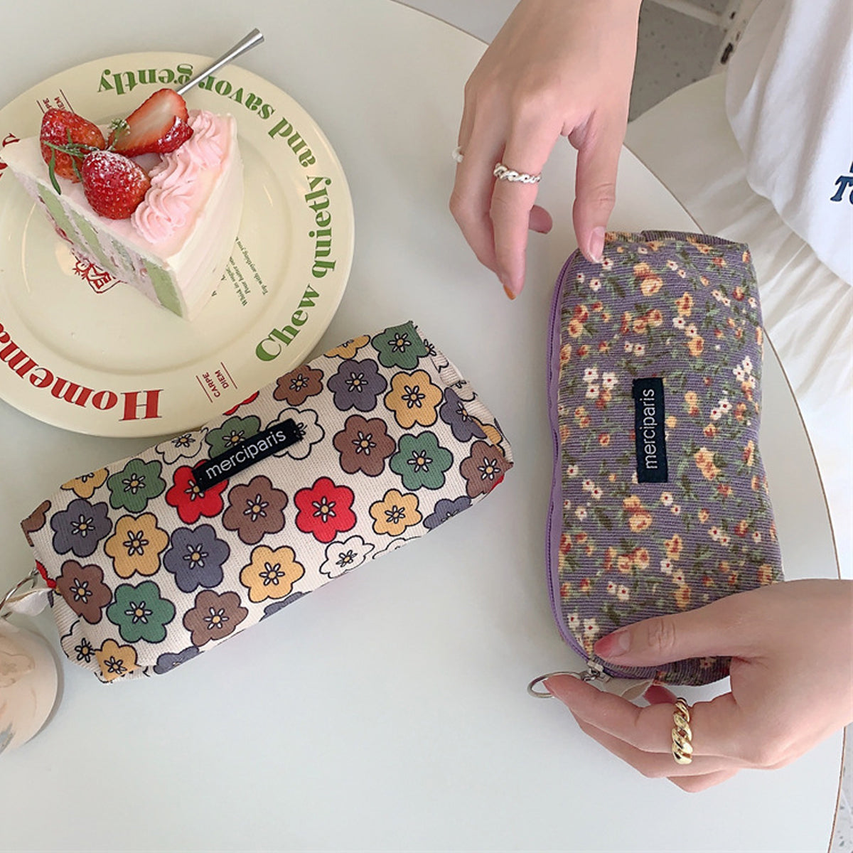 Pencil Case Organiser Bag Large Capacity Corduroy Zipper