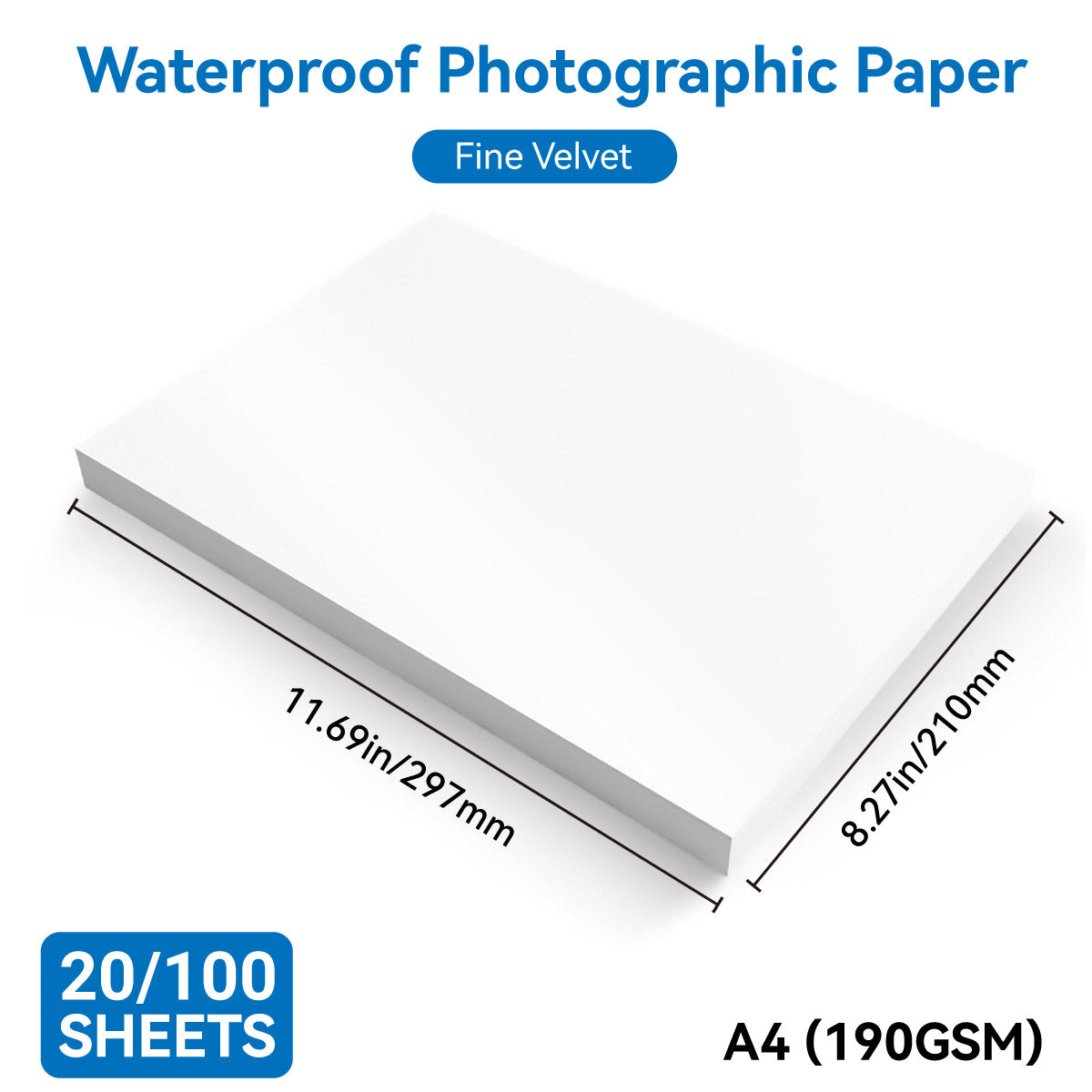 A4 Waterproof High Gloss Photo Paper 190gsm Inkjet