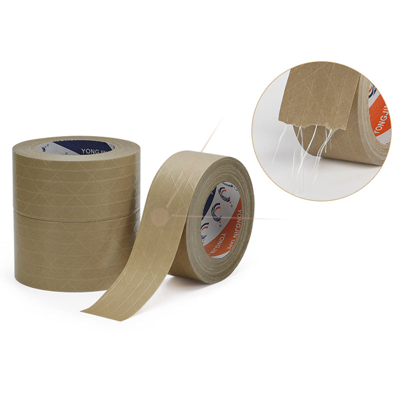 36 Rolls Kraft Paper Tape with Thread 48mm x 50m Self Adhesive