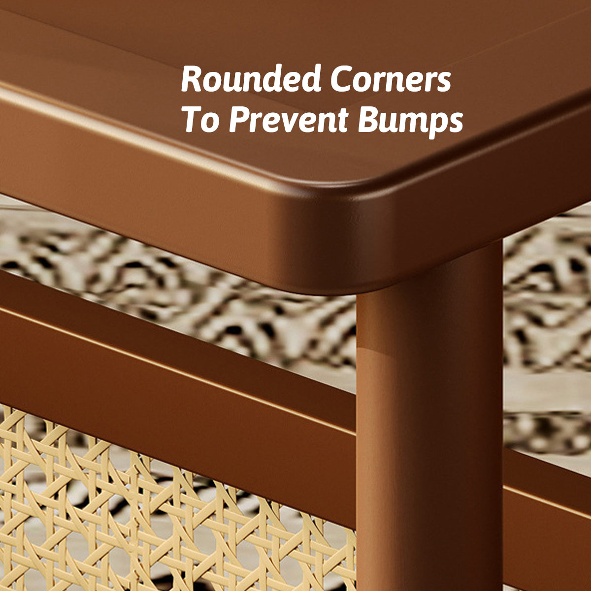 Bamboo Mobile Coffee Table with Wheels and Storage Shelf