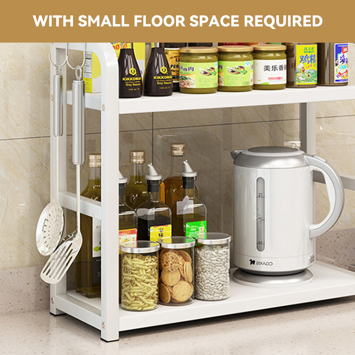 2-Tier Kitchen Storage Rack Countertop Organization