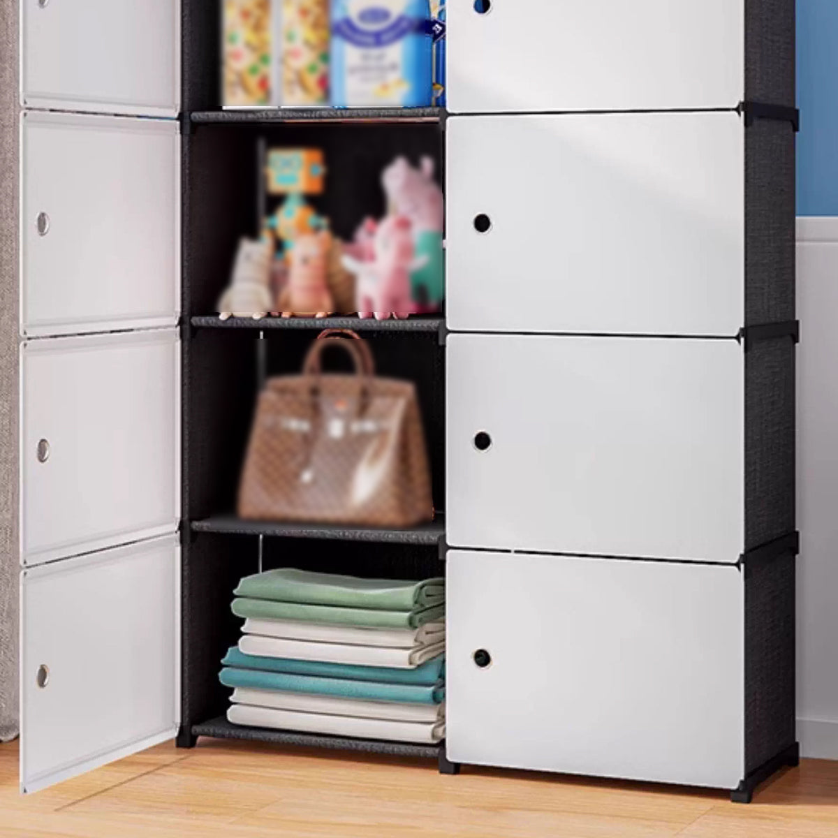 Floor Standing Office Storage Cabinet with Magnetic Doors White