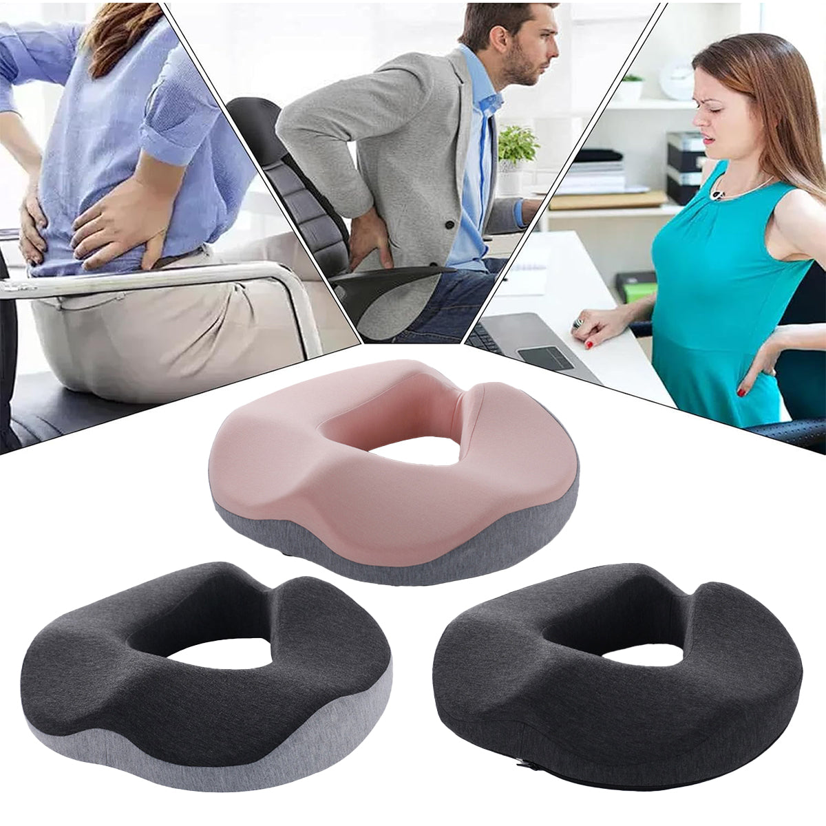 Memory Foam U-Shaped Seat Cushion with Non-Slip Base