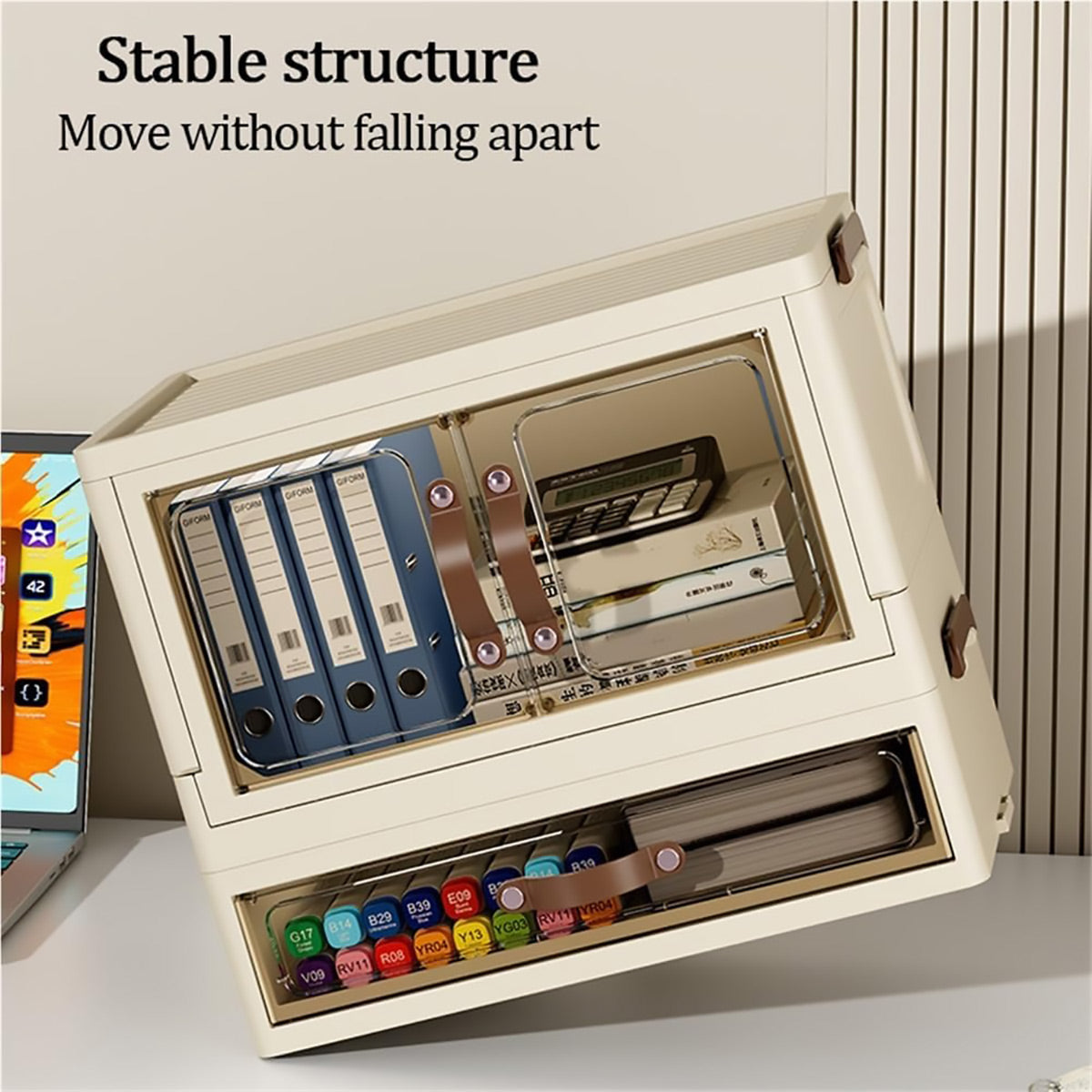 Modular Desktop Drawer Organiser with Clear Doors