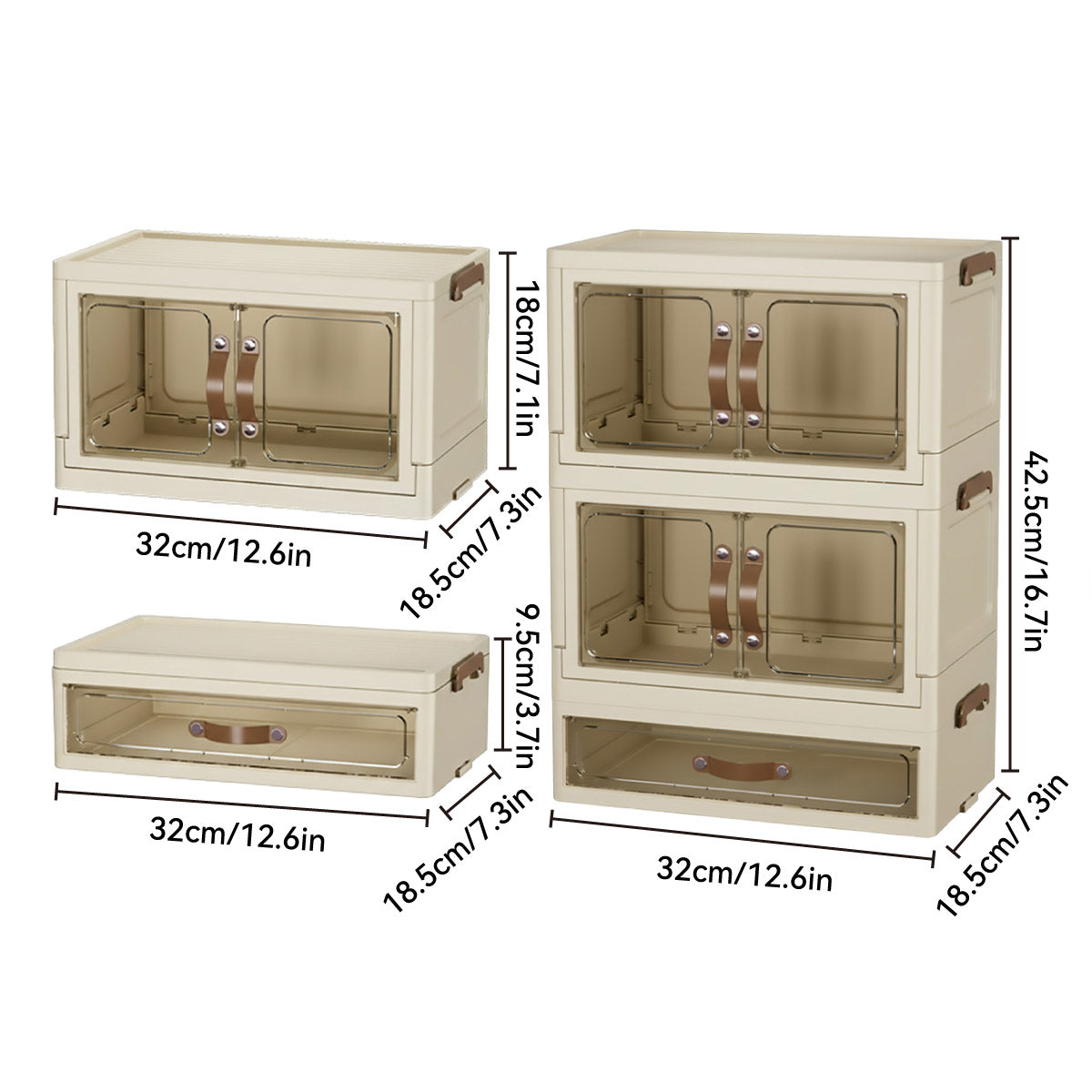 Modular Desktop Drawer Organiser with Clear Doors