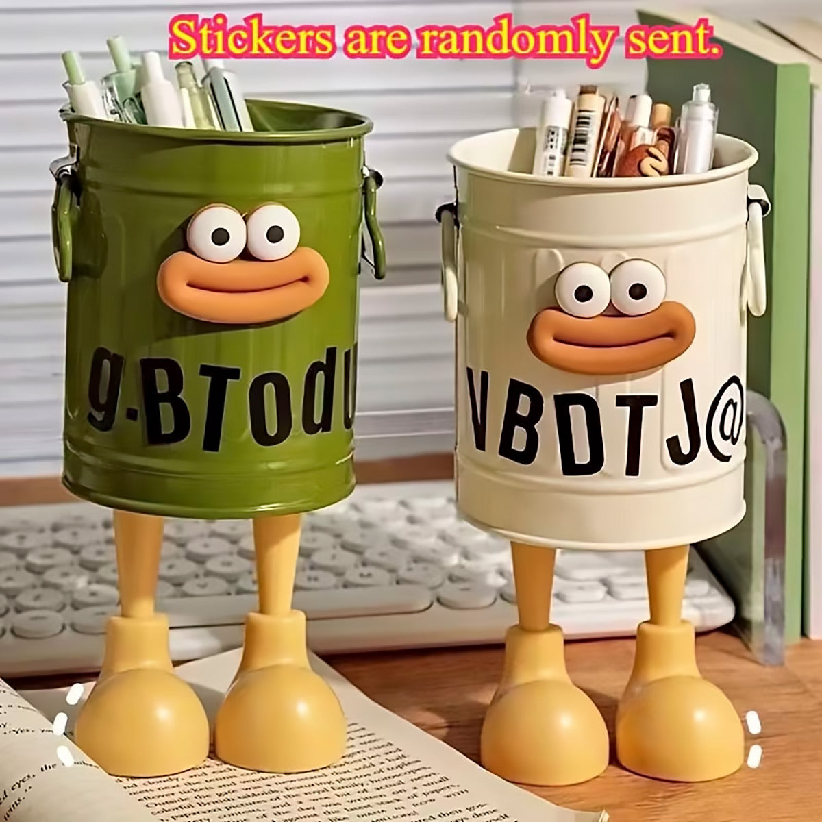 Cartoon Metal Pen Holder with Side Handles