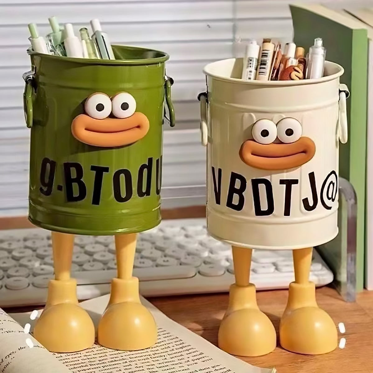 Cartoon Metal Pen Holder with Side Handles