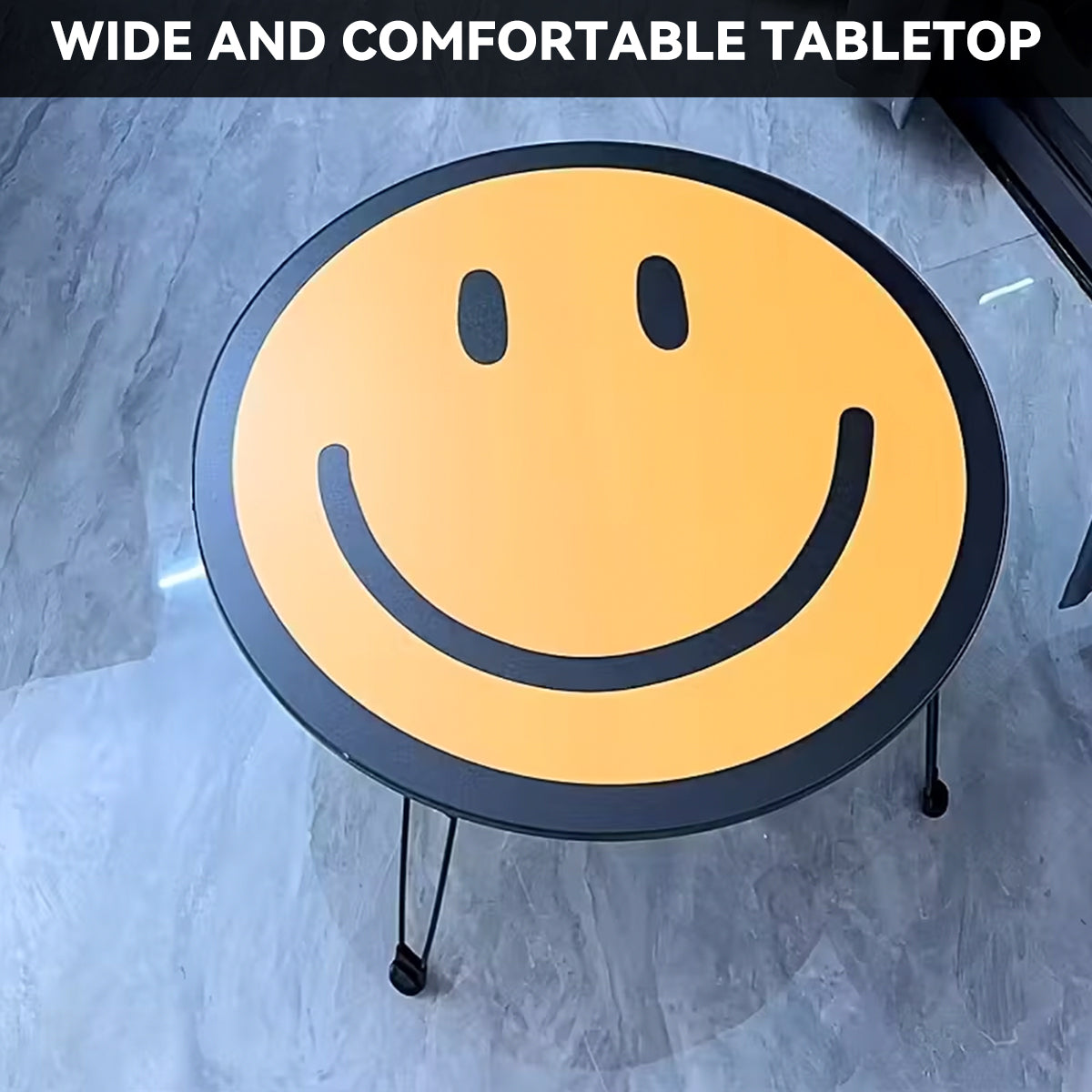 Foldable Small Table with Smiley Face Pattern for Children Use