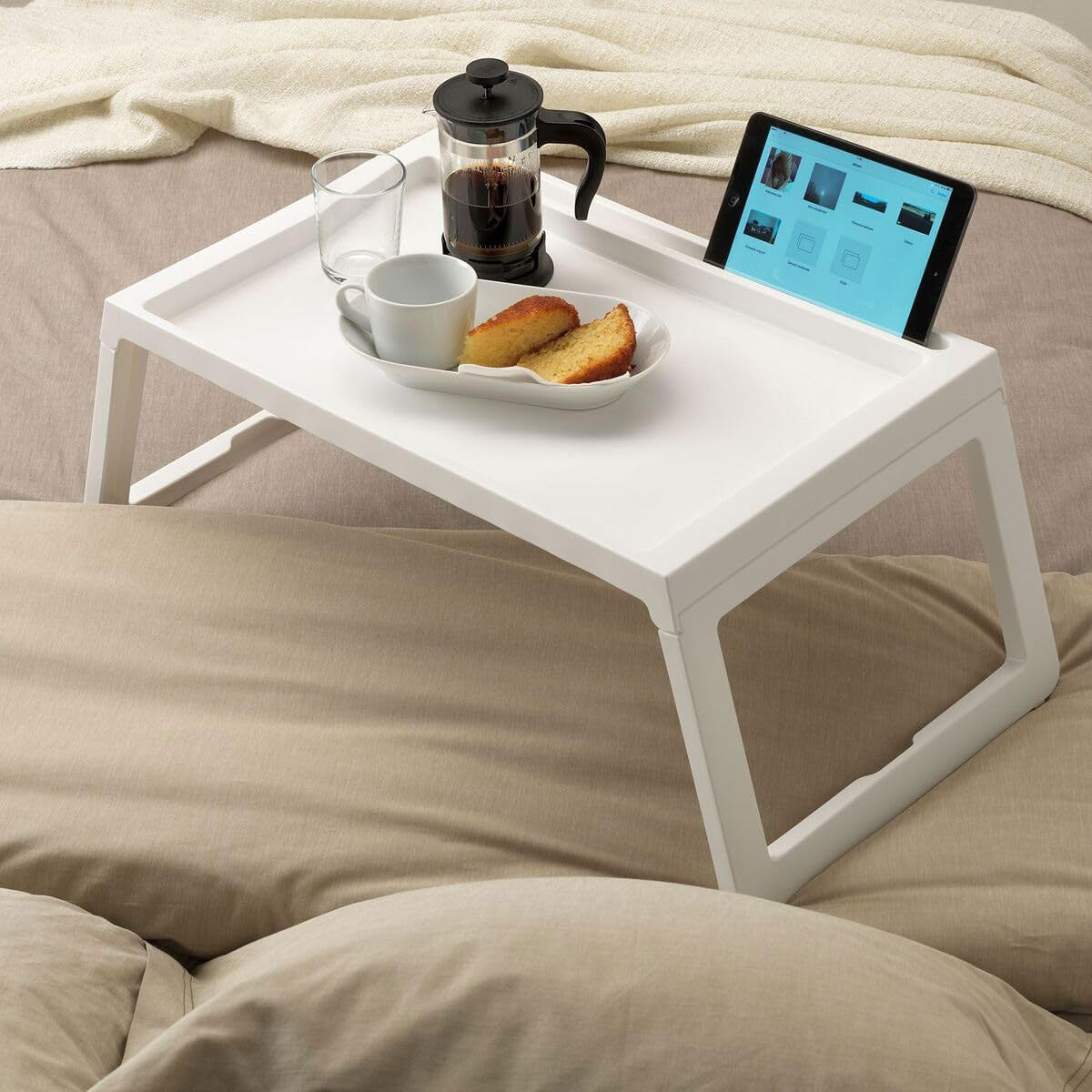 Foldable Laptop Bed Table Portable PP Desk with Device Slot
