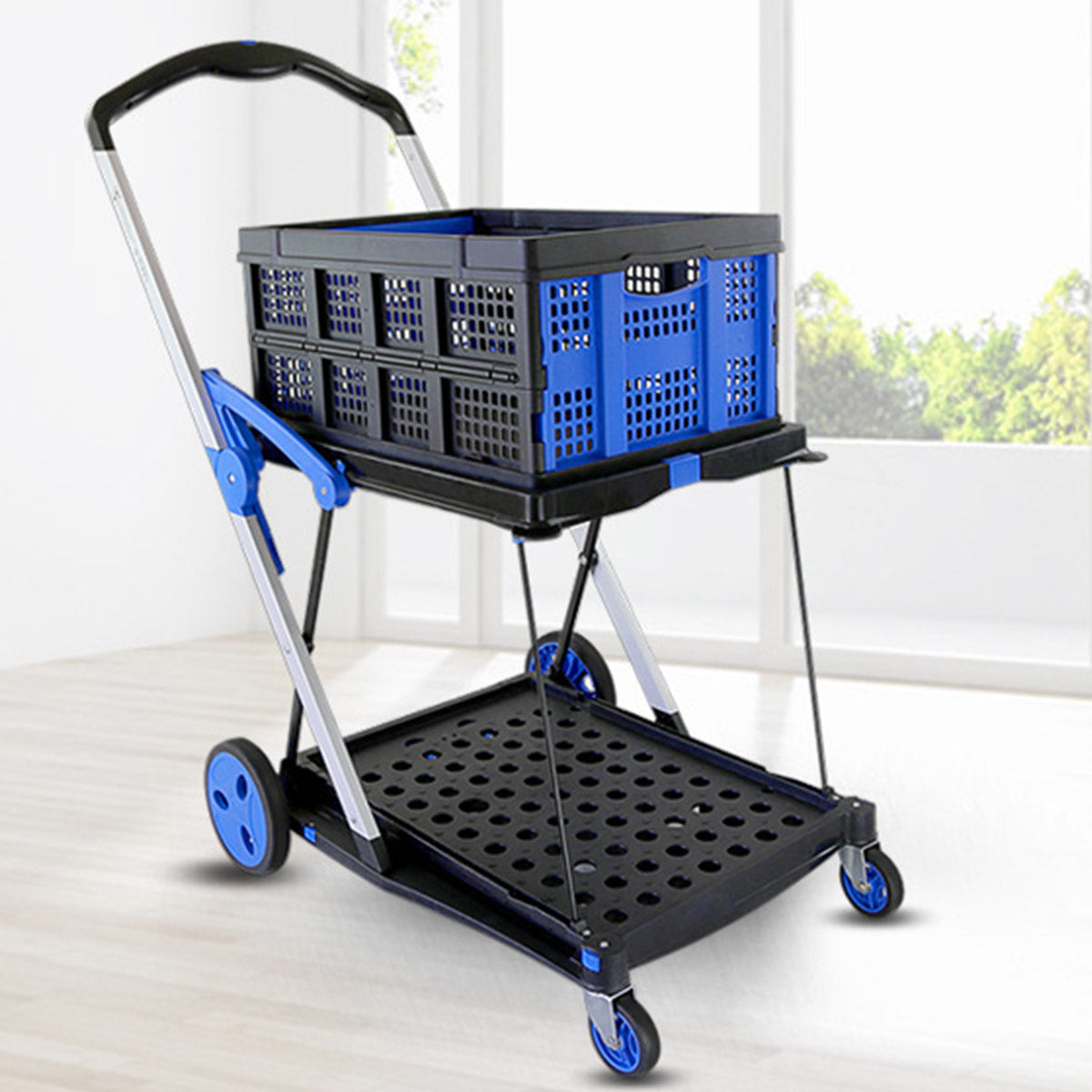 2-Tier Foldable Storage Trolley Cart