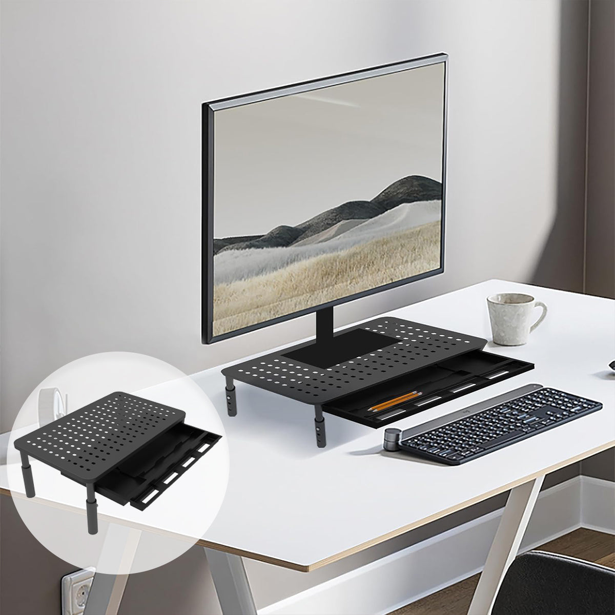 Aluminum Laptop Monitor Riser with 3-Level Height