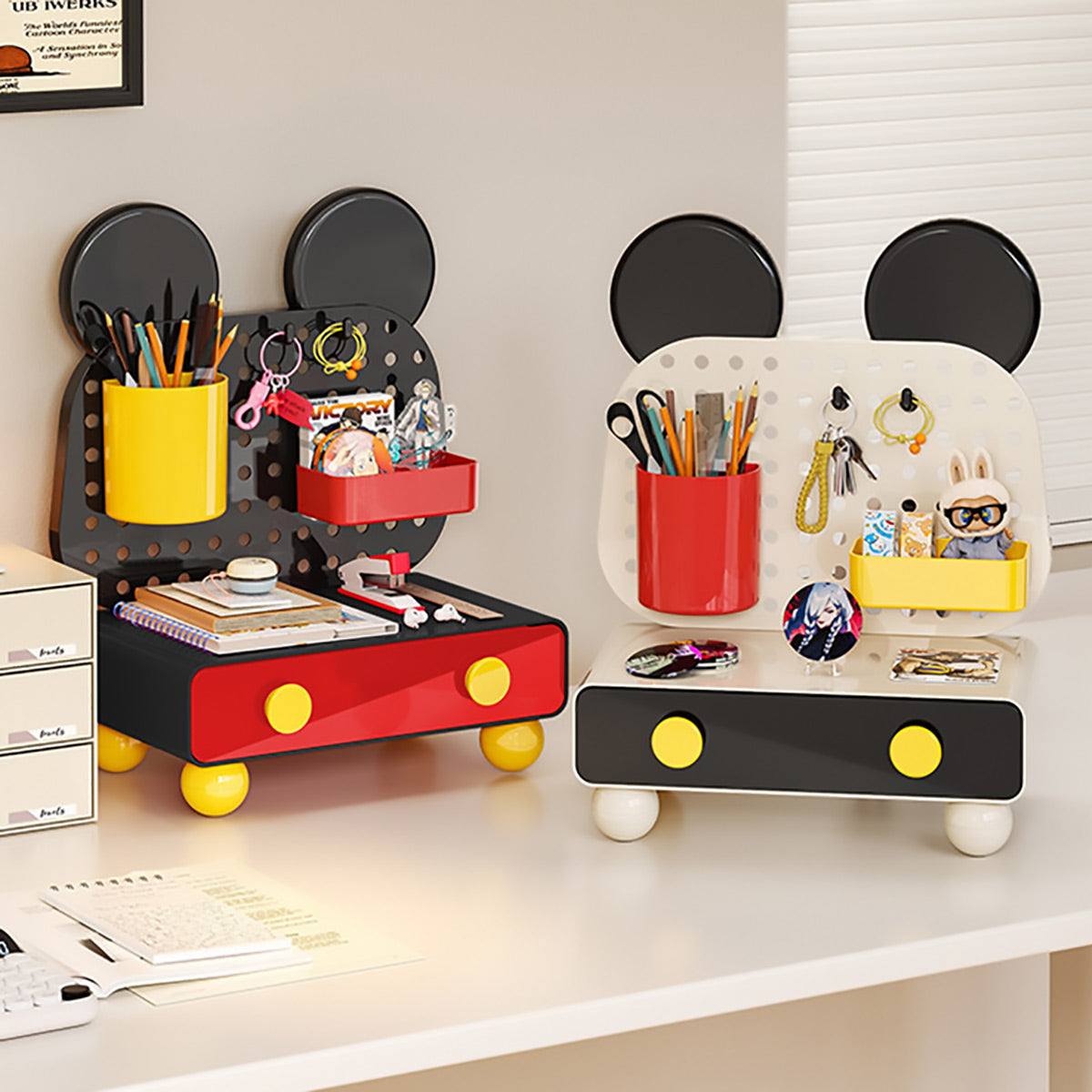 Cartoon Desktop Drawer Organizer with Pegboard