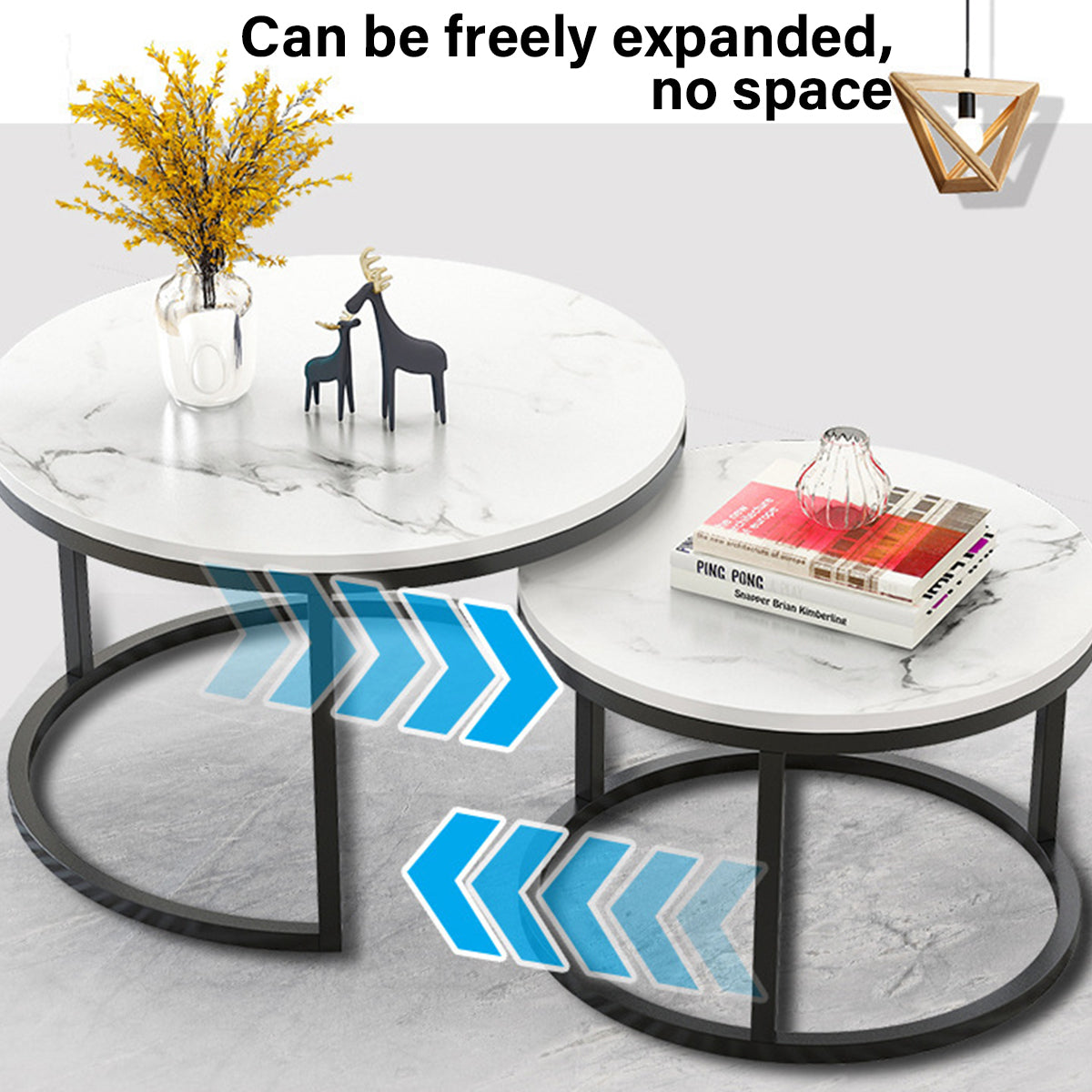 2-Piece Round Nesting Coffee Table Modern Living Room