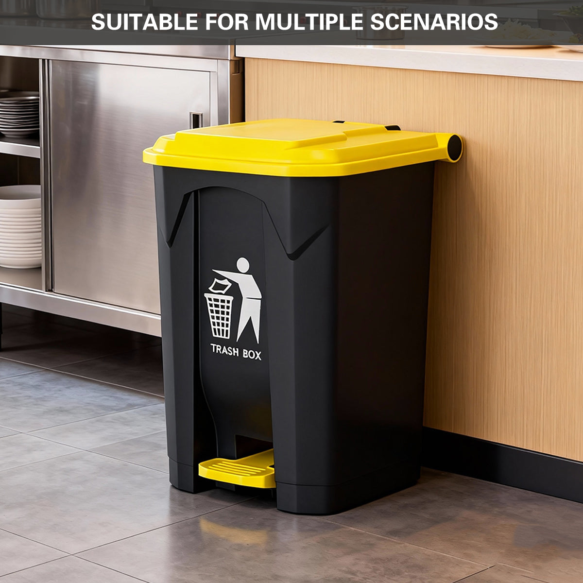100L Pedal Trash Can with Lid and Elevated Base