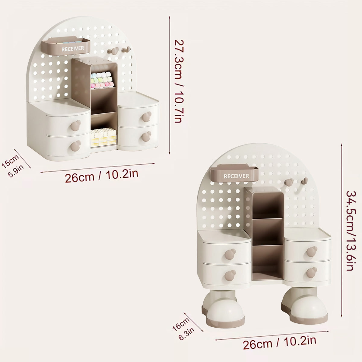 Desk Organizer with Pegboard and Drawer for Office