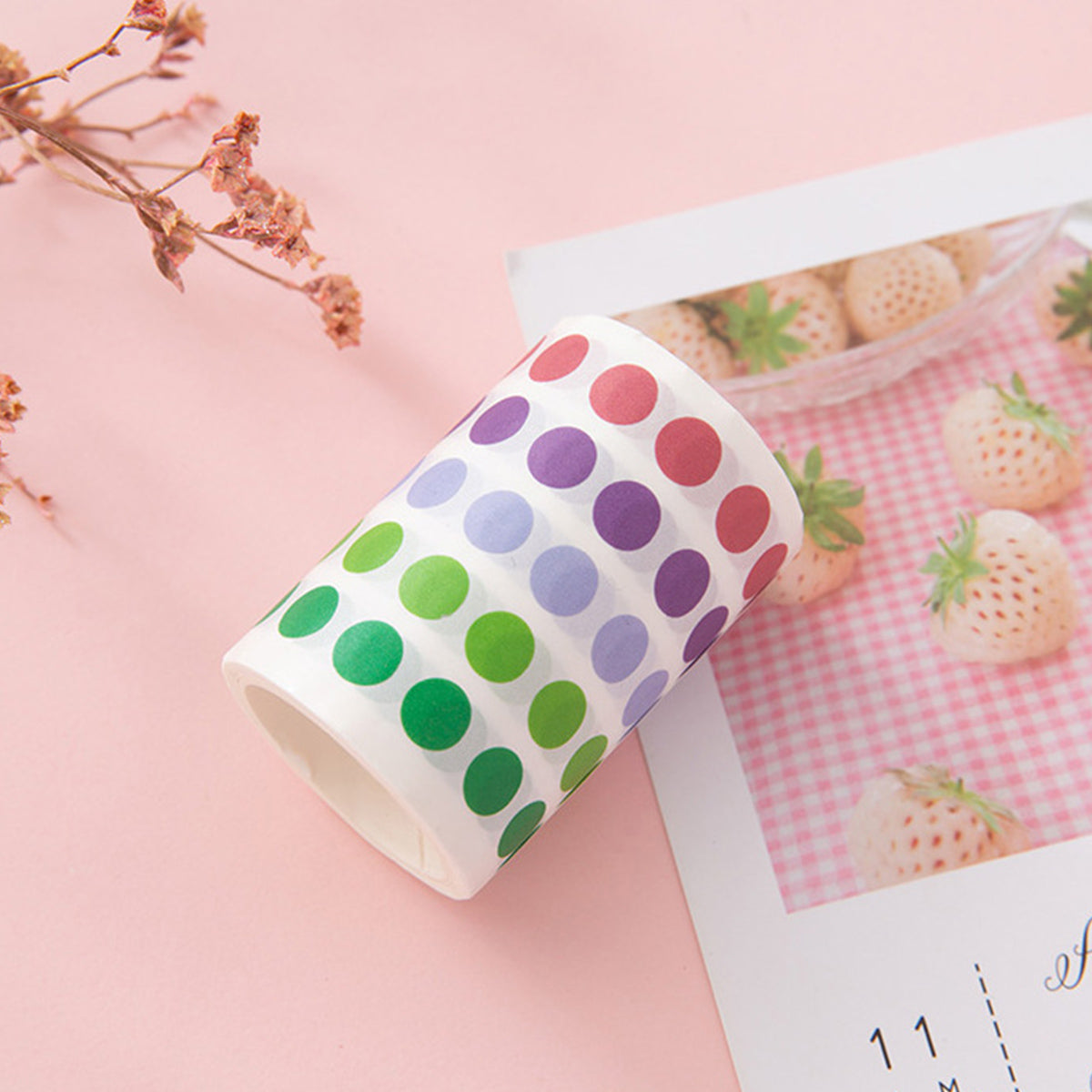 9 Pcs Washi Tape Set Dot Gradient Stickers for Scrapbooking and Journaling